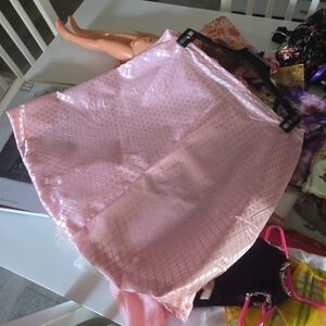 Pink Satin A-Line Skirt